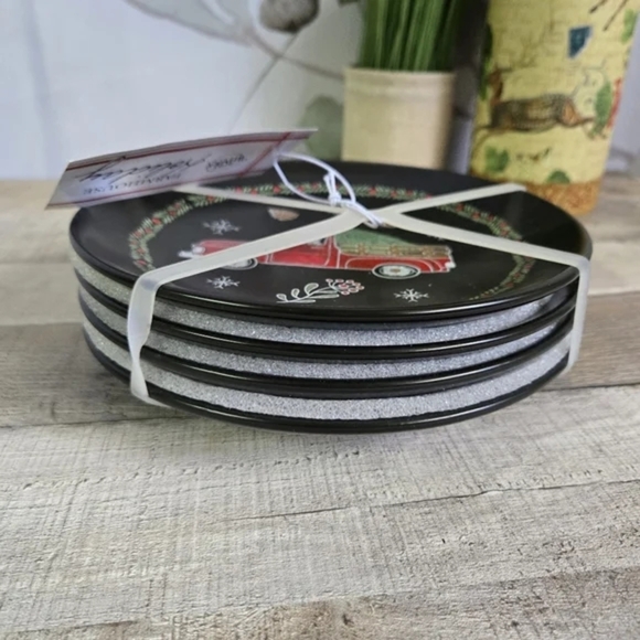 WINTER WONDERLANE | Farmhouse Truck Salad Plates Set of 4 - Picture 3 of 5